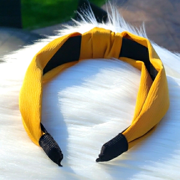 Satin Fabric Knot Headband in Yellow - Picture 4 of 4